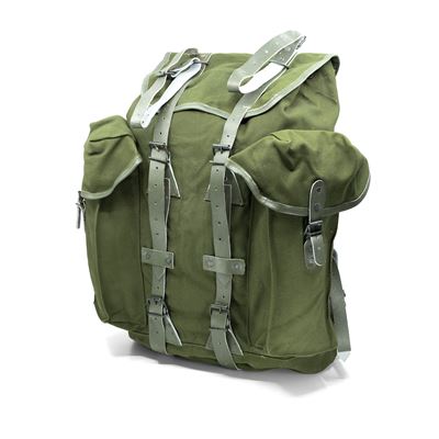 Canvas-Rucksack mit Lederriemen und Stahlverstärkung