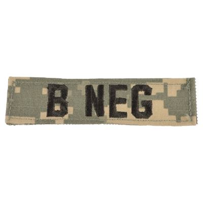 Patch Blutgruppe B NEG VELCRO ACU DIGITAL