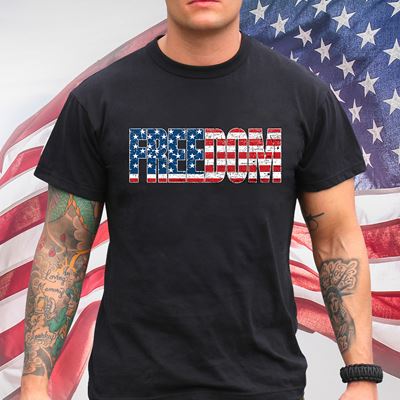 Tshirt FREEDOM US Flagge SCHWARZ