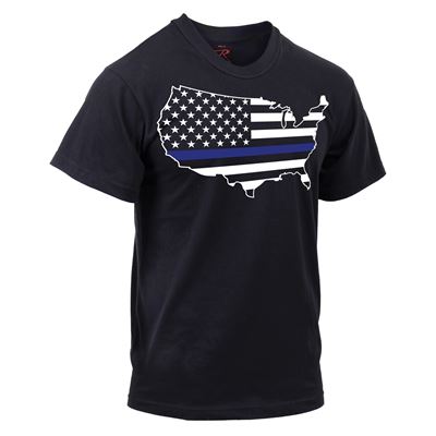 Tshirt THIN BLUE LINE USA Karte SCHWARZ ROTHCO 1851 4