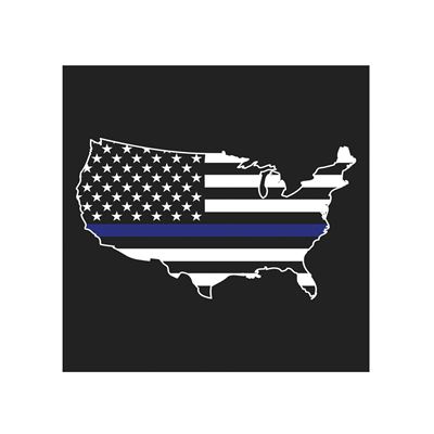 Tshirt THIN BLUE LINE USA Karte SCHWARZ