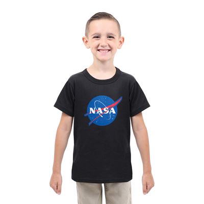 Tshirt Kinder mit Abzeichen NASA SCHWARZ