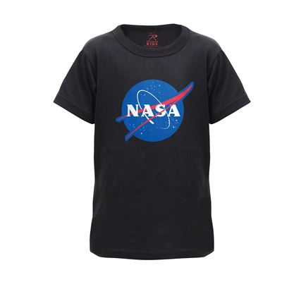 Tshirt Kinder mit Abzeichen NASA SCHWARZ