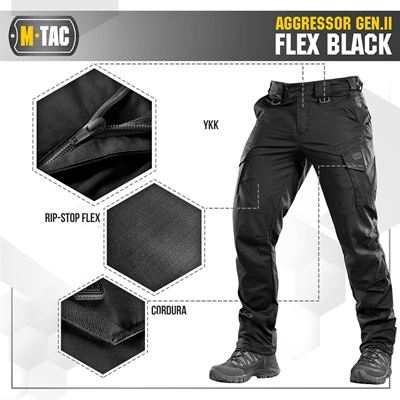 Taktische Hose AGGRESSOR Gen. II Flex SCHWARZ M-TAC 20058002 5