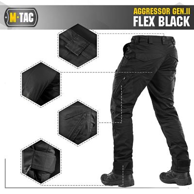 Taktische Hose AGGRESSOR Gen. II Flex SCHWARZ M-TAC 20058002 2