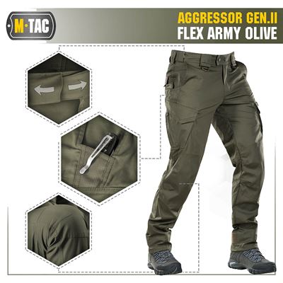 Taktische Hose AGGRESSOR Gen. II Flex GRÜN M-TAC 20058062 22
