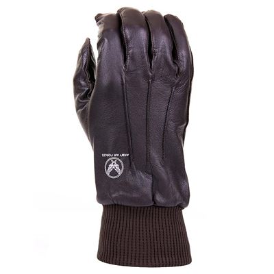 Lederhandschuhe Air Force mit Strickbund BRAUN