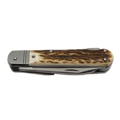 Klappmesser EDELSTAHL 6 KP mit Klingenarretierungen Griff aus HIRSCHGEWEIH