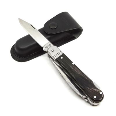 Klappmesser EDELSTAHL 6 KP mit Klingenarretierungen Griff aus BÜFFELHORNOVINA