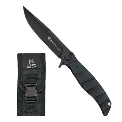 Klappmesser K25 G10 schwarze Klinge SCHWARZ + Etui
