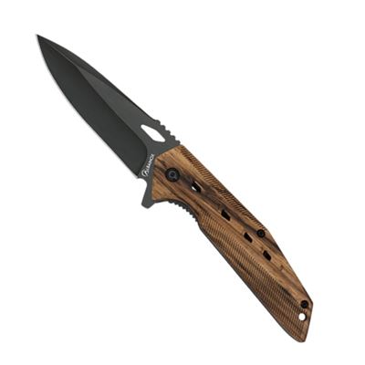 Klappmesser ZEBRA WOOD schwarze Klinge