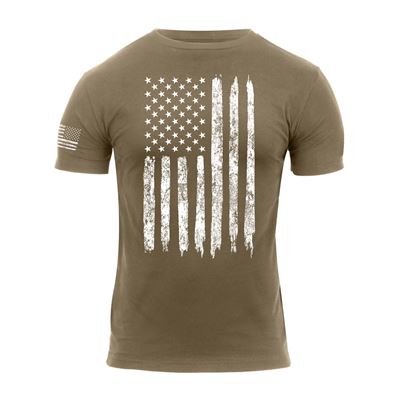 Tshirt DISTRESSED weiße US Flagge COYOTE BROWN