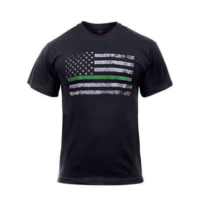 Tshirt THIN BLUE LINE US Abzeichen Flagge SCHWARZ