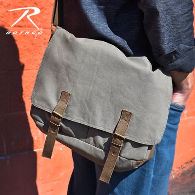 Tasche MESSENGER DELUXE Vintage Leine GRÜN