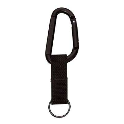 Karabiner JUMBO 80mm SCHWARZ mit Riemen und Ring