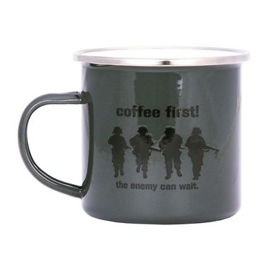 Tasse COFFEE FIRST! emailliert 300 ml GRÜN