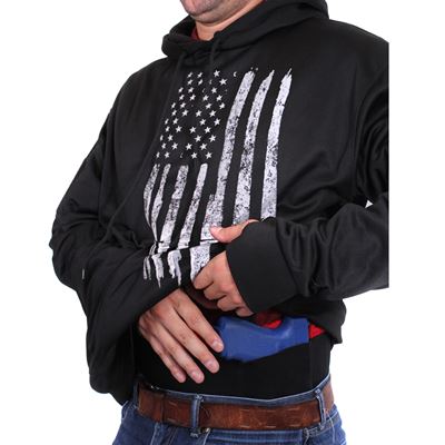 Pullover CONCEALED CARRY mit Kapuze US Flagge SCHWARZ