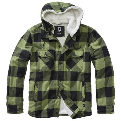Flanell Lumber Jacket Hooded OLIV/SCHWARZ