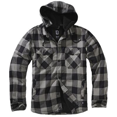 Flanell Lumber Jacket Hooded SCHWARZ/GRAU