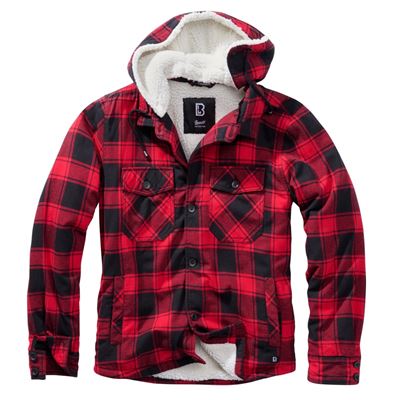 Flanell Lumber Jacket Hooded ROT/SCHWARZ