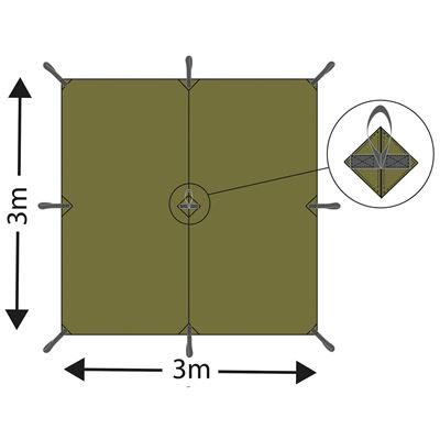 Plane „TARP EXTREM“ wasserdicht Rip-Stop 3 x 3 m M05 tarn