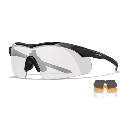 Taktische Sonnenbrille WX VAPOR COMM Set 3 Gläser SCHWARZER Rahmen
