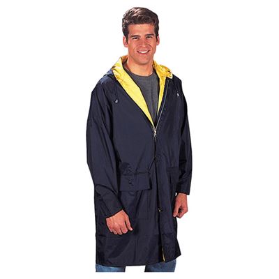 Wasserdichte Jacke mit Kapuze PVC MARINE BLAU/GELB