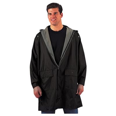 Wasserdichte Jacke mit Kapuze PVC SCHWARZ/GRÜN