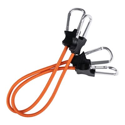 Gummiseil 60 cm mit Karabinerhaken, 2 Stück, ORANGE