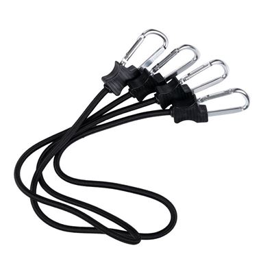 Gummiseil 90 cm mit Karabinerhaken, 2 Stück, SCHWARZ