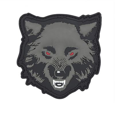 3D-Kunststoff-Patch WOLF mit roten Augen velcro