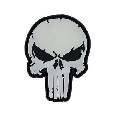 Patch 3D Kunststoff PUNISH SKULL Velcro GLOW IN THE DARK