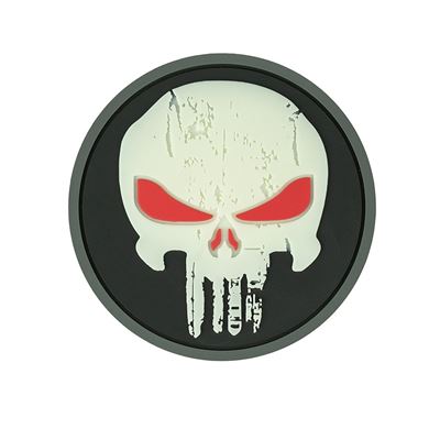 3D-Plastik-Aufnäher PUNISHER RED EYES mit Klettverschluss, GLOW IN THE DARK