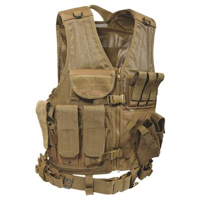 Taktische Weste CROSS DRAW MOLLE COYOTE BROWN