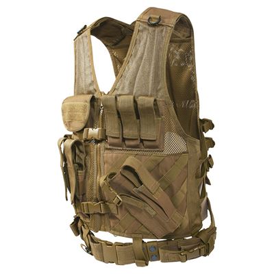 Taktische Weste CROSS DRAW MOLLE COYOTE BROWN