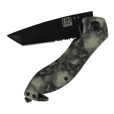 Messer SKULLS mit Klip SCHWARZ Tanto-gezahnte Klinge 101INC 016939CA 3