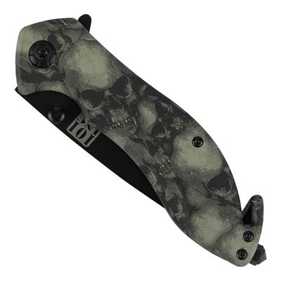 Messer SKULLS mit Klip SCHWARZ Tanto-gezahnte Klinge 101INC 016939CA 5