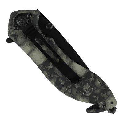 Messer SKULLS mit Klip SCHWARZ Tanto-gezahnte Klinge 101INC 016939CA 4