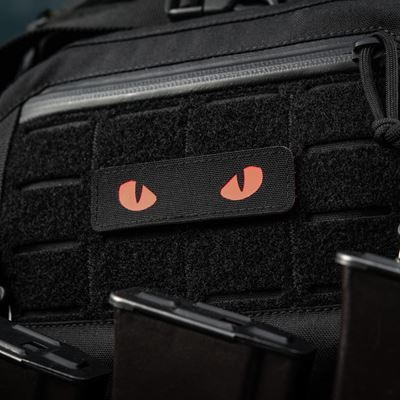 CAT EYES Klettpatch SCHWARZ-ROT GLOW IN THE DARK