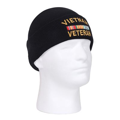 Mütze leicht gestrickt VIETNAM VETERAN SCHWARZ