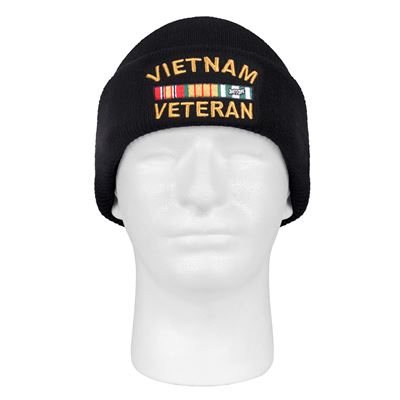 Mütze leicht gestrickt VIETNAM VETERAN SCHWARZ