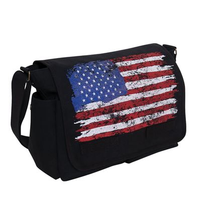 Tasche DISTRESSED US Flagge Leine SCHWARZ