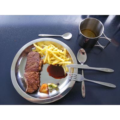Flacher Teller aus Edelstahl 18/8 glänzend 23,5 cm basic NATURE 562100 2