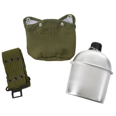Feldflasche ALU mit Hülle und Gurt GRÜN ROTHCO 589 5