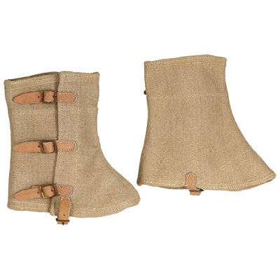 Italienisch Gamaschen Canvas Ledereinsatz KHAKI