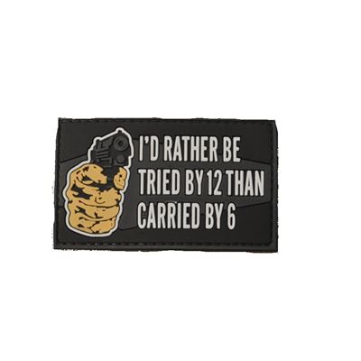 Patch I´D RATHER BE TRIED BY 12 Velcro Kunststoff