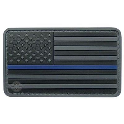 Patch Flagge US mit blauem Streifen Velcro Kunststoff DUNKEL