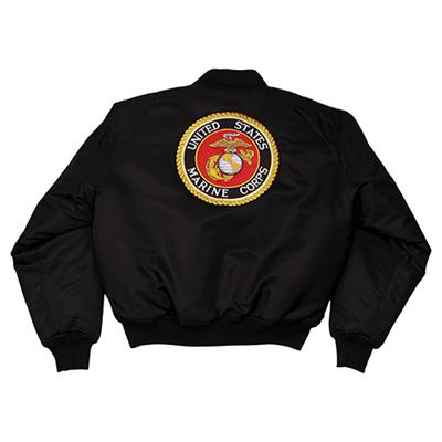 Pilotenjacke MA1 mit Aufnäher USMC SCHWARZ