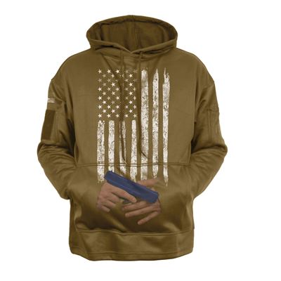 Pullover CONCEALED CARRY mit Kapuze US Flagge COYOTE