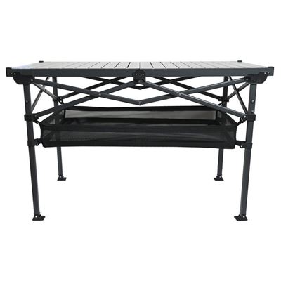 Klappbarer Scherentisch ALU-Latten mit Stauraum